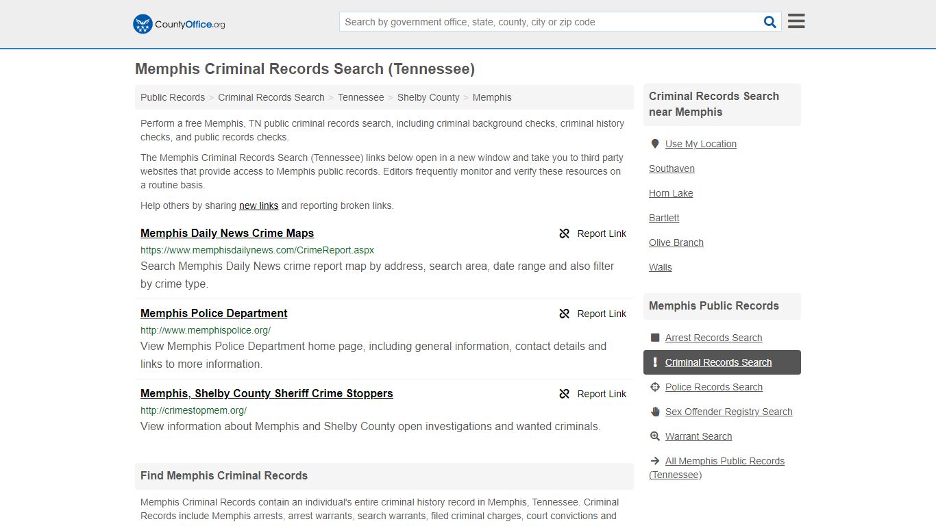 Criminal Records Search - Memphis, TN (Arrests, Jails ...