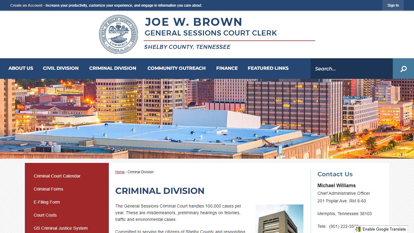 Criminal Division | Shelby County Courts, TN - Official ...
